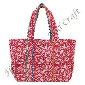 Sacs fourre-tout en coton pour femmes, imprimés à la main, grands, style vintage, à fleurs, sacs de shopping, cadeau pour femmes, sacs à main - Product Image 2