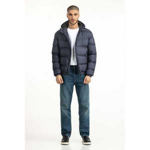 Veste décontractée en cuir véritable avec capuche, réversible, zippée, taille XL, imperméable, brodée - MN-JKT-WS25-002, coupe classique - Product Image 1