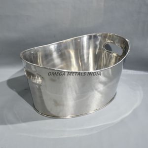 Enfriador de vino de acero inoxidable y bañera para bebidas Cubo de hielo duradero con asas de inserción para enfriar bebidas sin esfuerzo en fiestas - Product Image 1