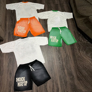 ชุดเสื้อผ้าแฟชั่นพิมพ์ลายสำหรับผู้ชายผ้าฝ้าย2ชิ้นล่าสุดชุดสั้นเสื้อยืดชุดสั้นของผู้ชายชุดสั้นกางเกงขาสั้นคุณภาพสูงสีจางลงแดด - Product Image 5