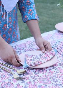 Eco-Friendly Soft Kitchen Napkins Assorted Block Print Square Pattern <b>Set</b> for Dining Wedding Bulk Packed Cocktail Napkins - Product Image 4