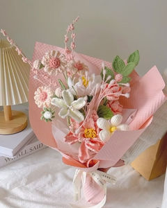 Nouveau bouquet mignon pour cadeaux, bouquet mixte fini, fleurs au crochet faites à la main, bouquet de fleurs tricotées pour mariage et décoration intérieure - Product Image 3