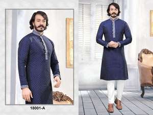 Ensemble Kurta Pyjama Traditionnel pour Hommes, Vêtement Ethnique Indien, Tenue de Fête de Mariage, Style Classique, Robe à la Mode - Product Image 6