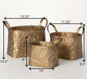 Vase de table moderne en métal antique fait à la main, ensemble de 3 vases en métal pour décoration intérieure et pièce décorative - Product Image 3