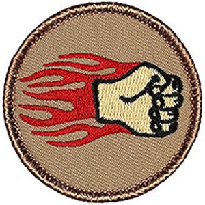 Patch brodé à coudre Flaming Tomahawk Patrol, diamètre carré de 2 pouces, avec perles brodées - Product Image 5