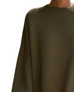 Customized <b>Women</b> Olive Green Oversized Knit Poncho Sweater Loose Fit Batwing Sleeve <b>Warm</b> Winter Ladies Pullover Fashion <b>Top</b> - Product Image 3