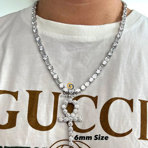 Nuevo exclusivo totalmente helado Ankh Hip Hop colgante redondo brillante corte laboratorio crecido VVVs claridad diamante 10K oro blanco para Unisex - Product Image 4