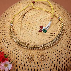 Indian Supplier <b>Brass</b> Necklace Set for Women Trendy Ethnic <b>Jewellery</b> for Casual and Party Wear from India - Product Image 3