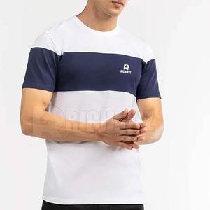 เสื้อยืดผู้ชายสีขาวและสีน้ำเงิน ผ้าฝ้าย 100% แบบสั่งทำพิเศษ แขนสั้น สไตล์ลำลอง แฟชั่น ขายในสหรัฐอเมริกา ทรงปกติ เสื้อยืดผู้ชายแบบสั่งทำ - Product Image 4