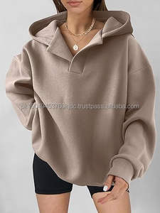 <b>Womens</b> Oversized Hoodies <b>V</b> <b>Neck</b> <b>Sweatshirts</b> Fleece Long Sleeve Pullover Y2K Clothes 2025 Fall Trendy Outfits - Product Image 6