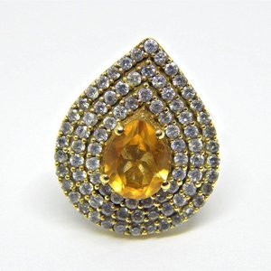 Handmade 925 Sterling Silver Natural Citrine <b>Ring</b> Pear Multi-Stone Designer <b>Ring</b> for Birthday Gift for <b>Friends</b> R0318-GS - Product Image 4