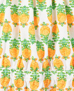 Robe d'été mignonne pour filles, en mousseline de coton, imprimé floral ananas, bretelles spaghetti, coupe trapèze, mini, avec volants, respirante - Product Image 2