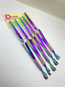 Pince à ongles enduite arc-en-ciel 3-en-1 poussoir à cuticules multifonction en acier inoxydable manucure faux ongles façonnage pince à épiler - Product Image 3