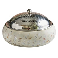 Casserole de luxe en nacre, collection la plus récente, faite à la main, design exclusif, nouveauté, chauffe-plats de table en bois