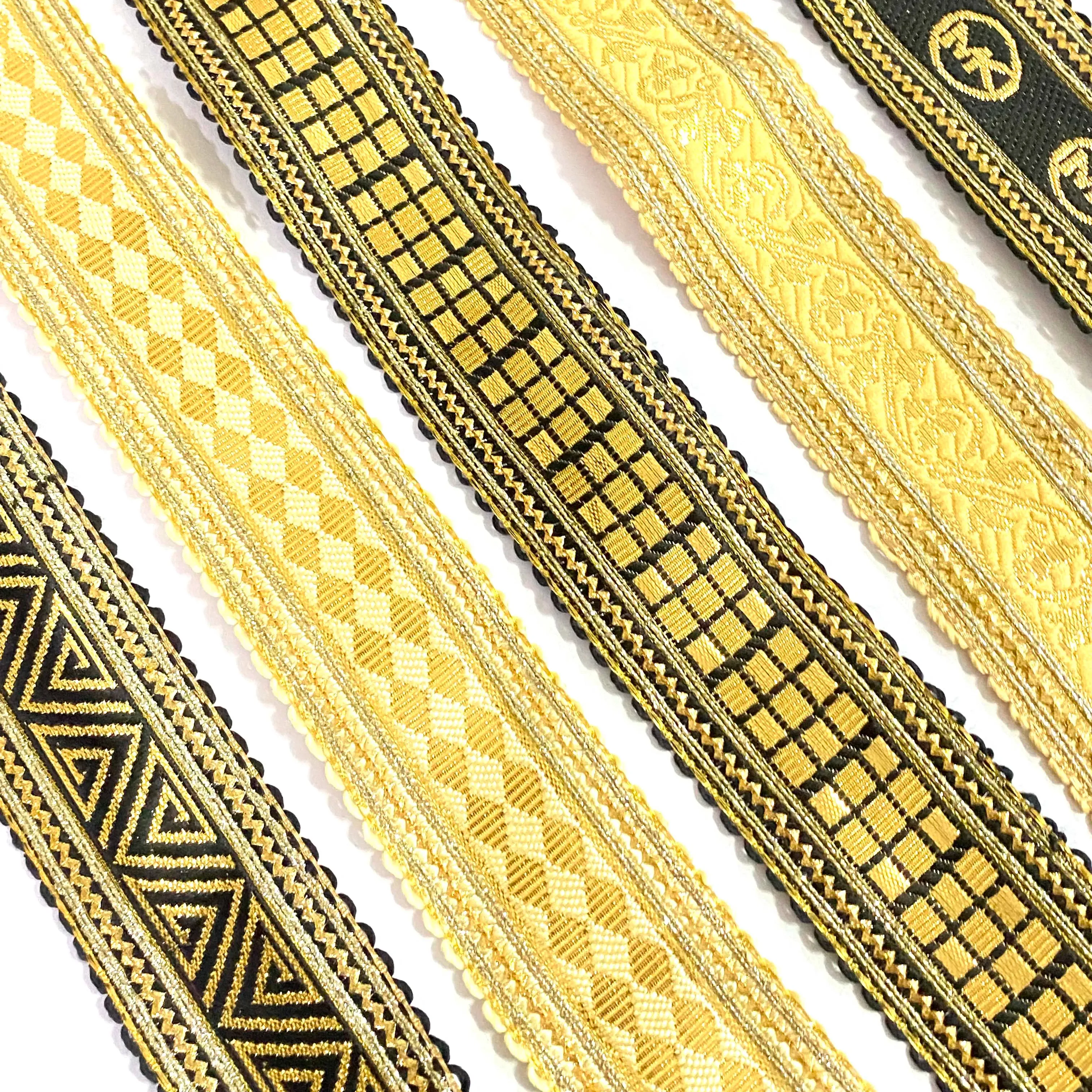 38Mm Dân tộc Jacquard Vải Tùy Chỉnh Polyester Trim Ribbon Cổ Điển Thêu Vải Cho Quần Áo Phụ Kiện Túi