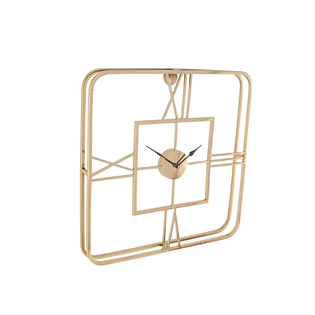 壁に取り付けられた金属時計長方形の形状カスタマイズされたデザイン3 D金属吊り時計家とオフィスの装飾時計