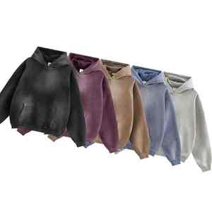 Pull à capuche surdimensionné pour hommes de haute qualité Sun Faded Heavyweight Cotton Pocket Drop-Shoulder Boxy Style Hoodie Service OEM - Product Image 4