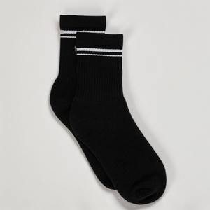 Logo personnalisé solide noir blanc chaussettes en coton broderie lettre hommes femmes unisexe chaussettes de sport - Product Image 4