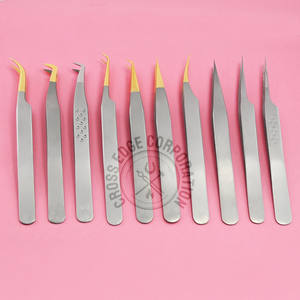 Pince à épiler en acier inoxydable testée à la main méga volume pince à épiler incurvée classique 45 degrés isolation droite légère - Product Image 1