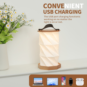 Nhà máy OEM/ODM 2025 New arrivals rắn gỗ có thể gập lại trại ánh sáng có thể sạc lại USB bàn giấy Đèn quà tặng đám cưới cho khách - Product Image 5