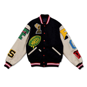 Veste OEM à patchs brodés avec logo personnalisé Veste Letterman Manteau de baseball Streetwear en cuir Blouson bombardier universitaire pour hommes - Product Image 1