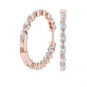 Pendientes de Aro con Moissanita Corte Marquesa, Plateados en Platino, Plata de Ley 925, Certificados GRA, Joyería Fina Clásica de Lujo para Mujer - Product Image 6