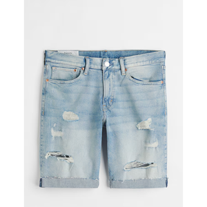 Custom Distressed Solid Pattern 100% Cotton <b>Shorts</b> for Men and <b>Women</b> High Street Style OEM Bulk Order Wholesale - Product Image 1