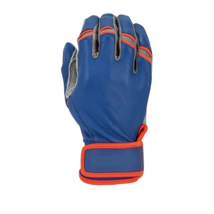 Guantes de béisbol de cuero genuino personalizados con logotipo personalizado, guantes de bateo de cuero azul con cierre de velcro para entrenamiento. - Product Image 2