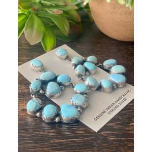 Jeff James Golden Hill Turquoise and Sterling <b>Silver</b> <b>Chandelier</b> Dangle Earrings - Product Image 3
