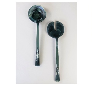 Ensemble de serveurs à salade 76 pièces de haute qualité taille et couleur personnalisées outils à salade métalliques en bois de résine faits à la main d'Inde - Product Image 3