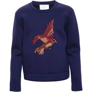 Venta al por mayor azul logotipo personalizado cuello sudaderas con capucha hombres personalizado Vintage logotipo bordado Casual hombres temporada de invierno tela tejida holgada - Product Image 1