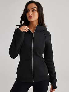 Sudadera con capucha y cremallera extragrande y ligera para mujer con logotipo personalizado con cordón en la parte delantera para otoño e invierno, venta al por mayor - Product Image 5