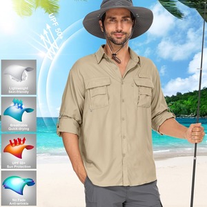 Custom Sublimation Printed Logo Sun Protection Anti UV UPF 50 Quick Dry 100% Polyester Long Sleeve Button-Up Fishing Shirt Men - Product Image 3