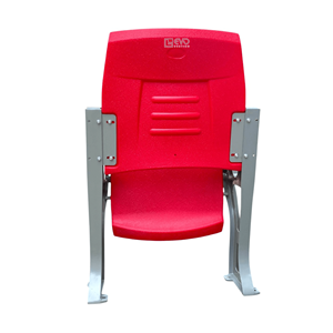 EVO <b>Seating</b> Red Theater Chair With Fixed Armrest Metal Legs Polyester Seat <b>Foam</b> Filling Solid Back Modern Design - Product Image 3