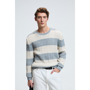 Pull en tricot à col rond pour homme GRIMELANGE BRAID, motif tressé, coupe classique - Product Image 4