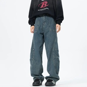 เสื้อคาร์โก้ปักลายวินเทจสำหรับผู้ชายผู้หญิงกางเกงยีนส์ทรงแบ็กกี้ลายสก็อตแนวสตรีทสวมใส่แนวสตรีทฮิปฮอปซาฟารีมีหลายกระเป๋าแรงบันดาลใจ - Product Image 2