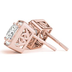 ต่างหูเม็ดเดี่ยวทรงเพชรตัดสไตล์เจ้าหญิงสำหรับผู้หญิง - Product Image 2