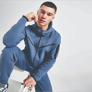 Ensembles de survêtements pour hommes en molleton technique à manches longues, fermeture éclair, séchage rapide, respirant, écologiques, personnalisables avec logo, tailles variées, vente en gros - Product Image 2