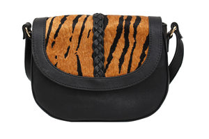 กระเป๋าสะพายไหล่หนังพิมพ์ลายเสือสุดหรูสำหรับผู้หญิงสไตล์สุภาพสตรีพร้อมกระดุมปิดและแบบลายด้าย - Product Image 2