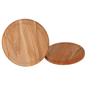 Tabla de cortar redonda de madera de haya de 30 cm con ranura para jugo, acabado con aceite vegetal, tabla para servir, venta al por mayor, logotipo personalizado - Product Image 2