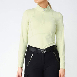 BIG TEN APPAREL Pull à col zippé vert clair à manches longues pour femme, sous-vêtement équestre en polyester - Product Image 2