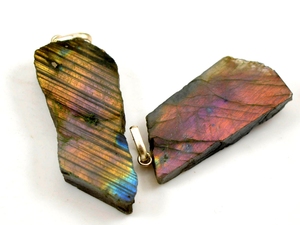 Pendentif en Labradorite de feu violet naturel pendentif plaqué argent poli des deux côtés forme libre charme boucle unique connecteur pendentif Lot - Product Image 4