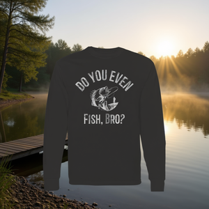 Caccia pesce anche tu? Magliette Bro Fishing a Maniche Lunghe, T-Shirt Promozionali per Pescatori - Product Image 3