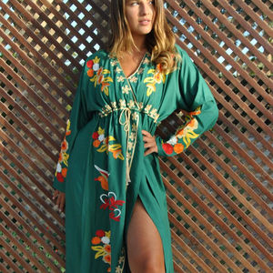 Vestido largo islámico para mujer, ropa bordada personalizada, manga larga, árabe, Kimono para fiesta - Product Image 2
