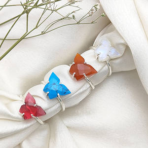 Juego de puntas de anillos tallados de mariposa de piedras preciosas semipreciosas para bodas y fiestas - Product Image 6