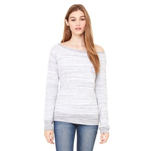 Sweat-shirt à col large en polaire éponge pour femme imprimé lettre, sweat-shirt à col large en coton ample - Product Image 4