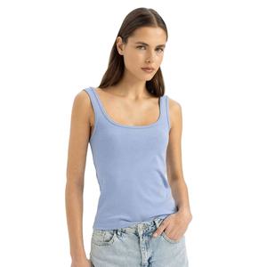 Camiseta sin mangas de algodón acanalado de color personalizado para mujer, chaleco sin mangas ajustado de verano, camiseta sin mangas de algodón transpirable ligera para mujer - Product Image 1