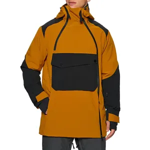 ハードシェル屋外ウインドブレーカーフード付きスキージャケットメンズ防風防水プルオーバーアノークオレンジスノーボードジャケット