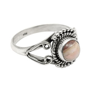 Piedra Natural de alta calidad, Plata de Ley 925, Rodocrosita rosa, piedra preciosa suave, anillo fino para mujer, joyería hecha a mano - Product Image 1