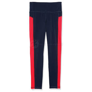 Leggings de gymnastique taille haute pour femmes personnalisés de haute qualité avec panneau rouge mi-taille Fitness Yoga porter des poches décoration - Product Image 1